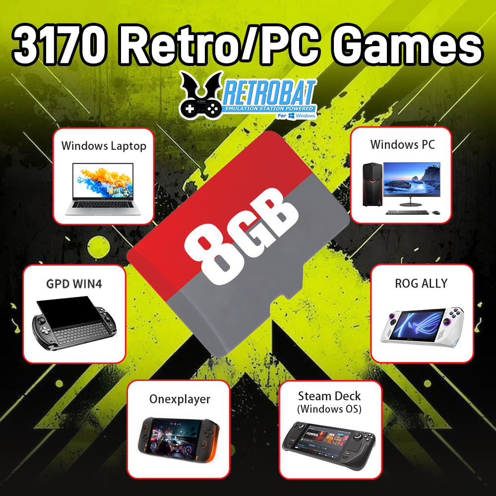 Laptop Gaming Console - 8GB Game TF Card with 3170
